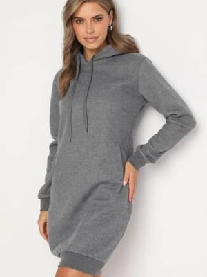 Zdjęcie produktu Ciemnoszara Tunika Bluza z Bawełną Kapturem i Sznurkami Mivilora
