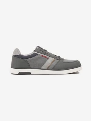 Ciemnoszare Buty Sportowe Sneakersy z Ozdobnymi Przeszyciami Poltia