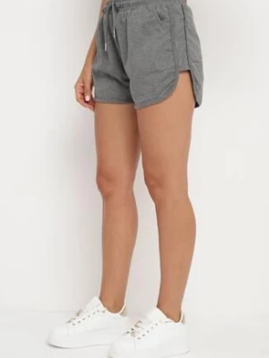Ciemnoszare Dresowe Szorty z Bawełną High Waist Floratess j.style