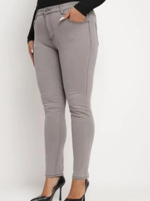 Ciemnoszare Jeansy Skinny z Wysokim Stanem Nevettas