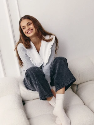 Ciemnoszare jeansy wide leg Top Secret