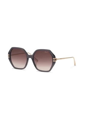 Ciemnoszare okulary przeciwsłoneczne z brązowym gradientem Chopard