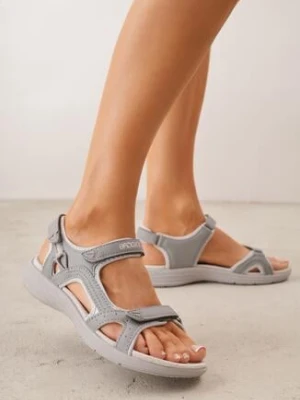 Ciemnoszare Sandały Sportowe z Wkładką ze Skóry Naturalnej Morgadah