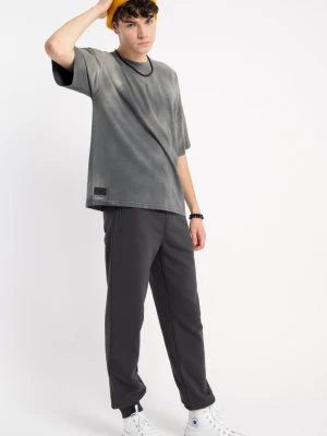 Ciemnoszare spodnie dresowe REGULAR bez nadruków Reporter