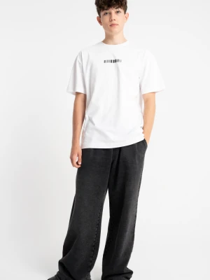 Ciemnoszare spodnie dresowe WIDE LEG z efektem sprania Reporter