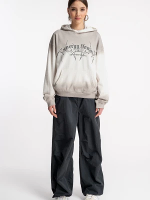 Ciemnoszare spodnie typu PARACHUTE z zaszewkami na kolanach Reporter