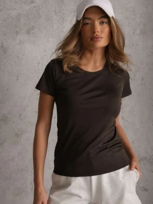 Ciemnoszary Klasyczny T-shirt o Gładkim Wykończeniu Rhethine glo-story