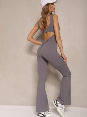 Ciemnoszary Kombinezon Taliowany z Wycięciem na Plecach i Usztywnianymi Miseczkami Senimi yu & me