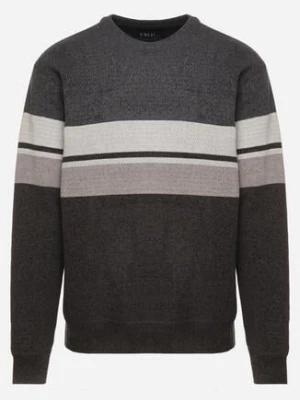 Ciemnoszary Sweter z Wełną z Eleganckim Kołnierzykiem Koszulowym Espalea swest