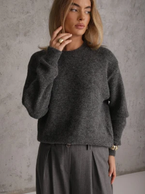 Ciemnoszary Sweter Zimowy z Wełną Oversize Beliossa J&x