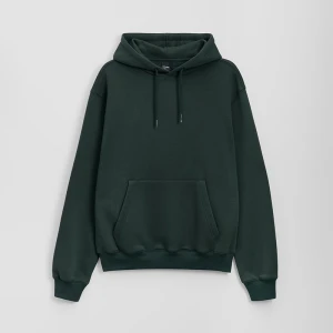 Ciemnozielona bluza basic regular fit z kapturem House