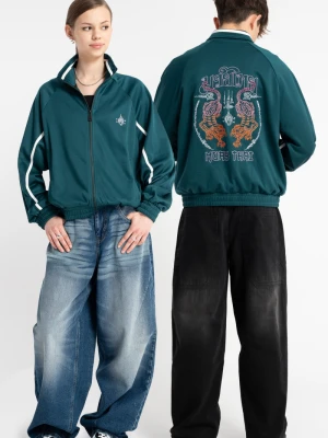 Ciemnozielona bluza REGULAR z haftem z tyłu bez kaptura Reporter