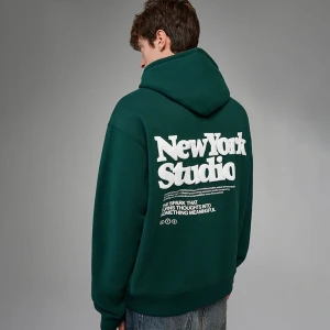 Ciemnozielona bluza z nadrukiem NY House