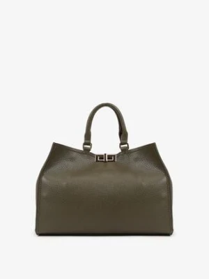 Ciemnozielona Duża Torebka Kuferek z Dwoma Rączkami i Metaliczną Klamrą Nalavera chantal firenze
