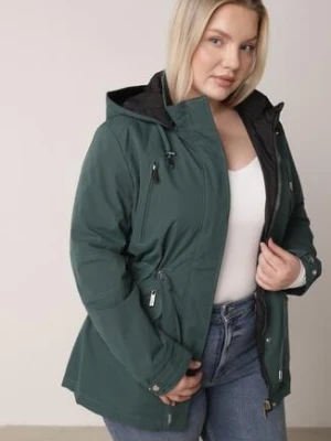 Ciemnozielona Dwustronna Kurtka Przejściowa w Stylu Parki z Kapturem Tidala mhm