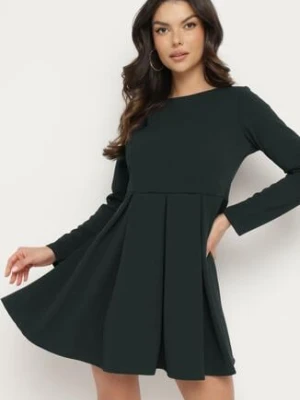 Ciemnozielona Elegancka Sukienka o Rozkloszowanym Kroju Temitonia lovery