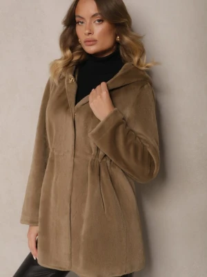 Ciemnozielona Futrzana Kurtka Parka z Kapturem Evelinne Rosse Line Zielony