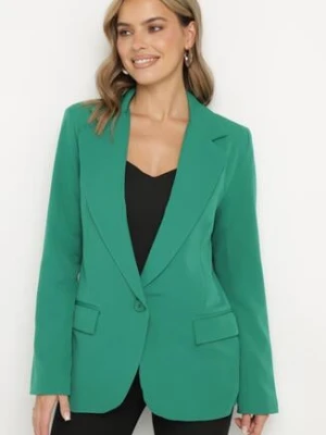 Ciemnozielona Jednorzędowa Marynarka z Usztywnioną Linią Ramion Annelith miss poem