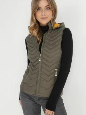 Ciemnozielona Kamizelka Pikowana z Kapturem Euphiolea h&s