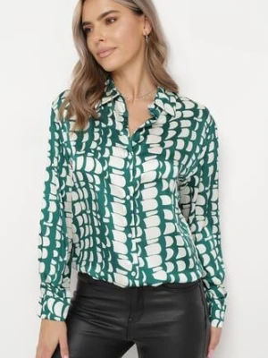 Ciemnozielona Koszula Ozdobiona Mozaikowym Wzorem Melinn rosa