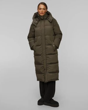 Ciemnozielona kurtka puchowa damska Woolrich Aurora Long Parka