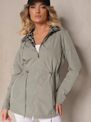 Ciemnozielona Kurtka w Stylu Parki ze Ściągaczem w Talii Arivienne jstyle