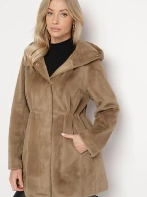 Ciemnozielona Kurtka ze Sztucznego Futerka z Kapturem Innalitha rosse line