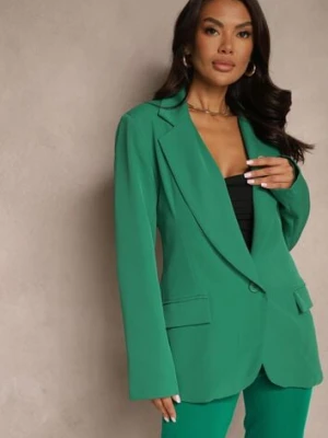 Ciemnozielona Marynarka o Jednorzędowym Kroju z Usztywnionymi Ramionami Vannora miss poem