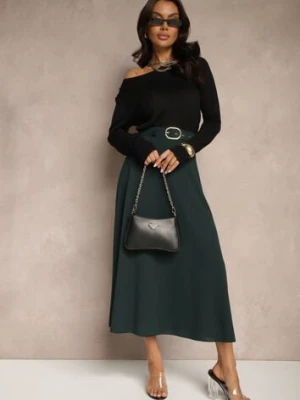 Ciemnozielona Spódnica o Rozkloszowanym Kroju Melobia fashion station