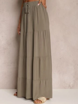 Ciemnozielona Spódnica z Bawełny o Rozkloszowanym Kroju Kainne rosa