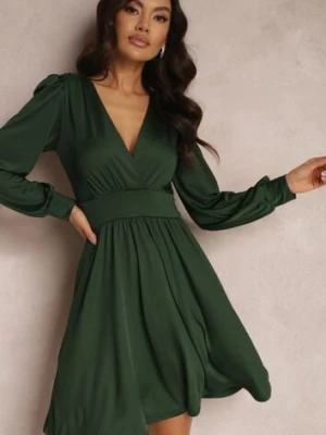 Ciemnozielona Sukienka Kopertowa Taliowana Hosidius by swan