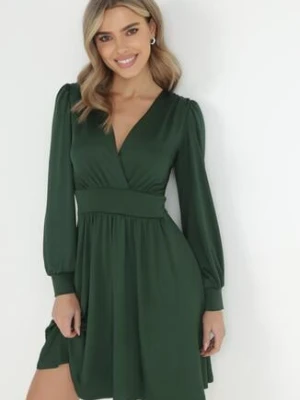 Ciemnozielona Sukienka Kopertowa Taliowana Maecenus by swan