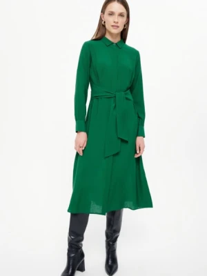 Ciemnozielona szmizjerka midi Greenpoint