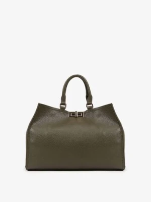 Ciemnozielona Torebka Shopperka z Rączkami Ozdobiona Klamrą Nalasia chantal firenze