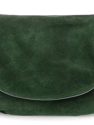 Ciemnozielona vera pelle zamszowa torebka skórzana listonoszka zielony Merg