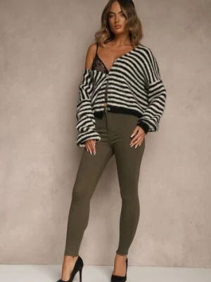 Ciemnozielone Bawełniane Spodnie Skinny Capria