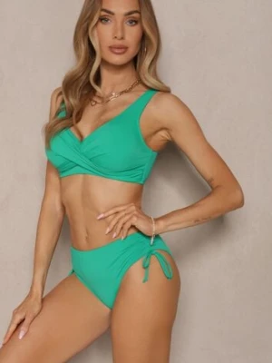 Ciemnozielone Bikini Biustonosz i Majtki Figi z Wiązaniem Kinalisa