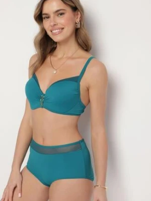 Ciemnozielone Bikini Biustonosz z Metaliczną Aplikacją i Majtki Figi Iffonavia swest