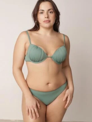 Ciemnozielone Bikini Marszczony Biustonosz i Klasyczne Majtki Figi Mhyrera Swest Zielony