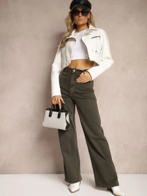 Ciemnozielone Jeansy Szerokie Phririope hello miss