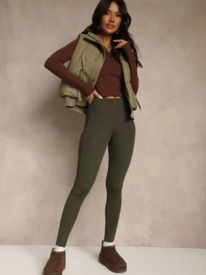 Ciemnozielone Legginsy Casual Regualr Waist Ralinsa glo-story