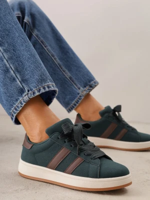 Ciemnozielone Sneakersy Ozdobione Paskami Dolirenna Gowin Zielony