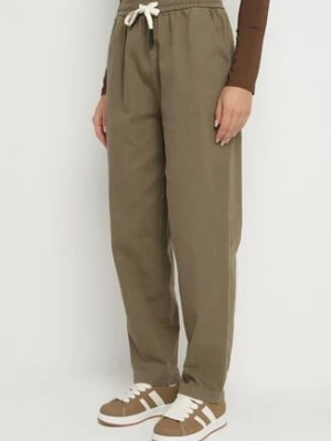 Ciemnozielone Spodnie Bawełniane w Stylu Mom Fit ze Sznurkiem Adenelle tp collection