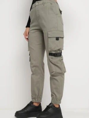 Ciemnozielone Spodnie Cargo z Elastycznej Bawełny Irilene daysie