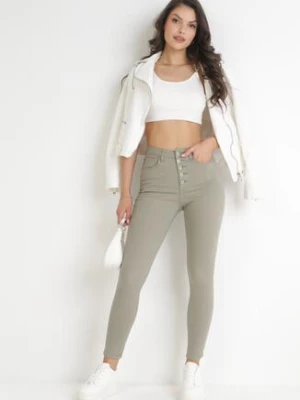 Ciemnozielone Spodnie Skinny Kyllienne daysie
