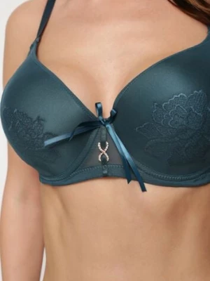 Ciemnozielony Biustonosz Ozdobiony Koronką Full Cup Pasecia