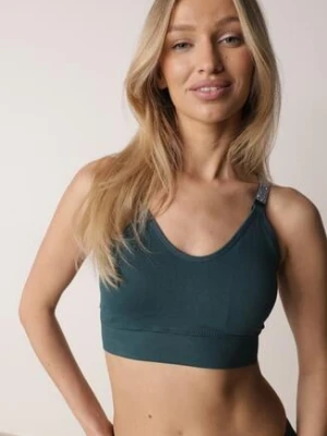 Ciemnozielony Biustonosz z Koronką w Cyrkonie Liurada han