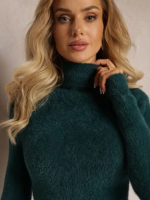 Ciemnozielony Dopasowany Golf z Wełną i Ściągaczami Pacienche j&x