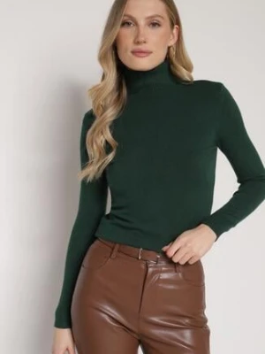 Ciemnozielony Klasyczny Golf z Bawełną Reilisea