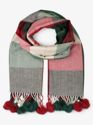 Ciemnozielony Prostokątny Szalik z Kolorowymi Pomponami Komo